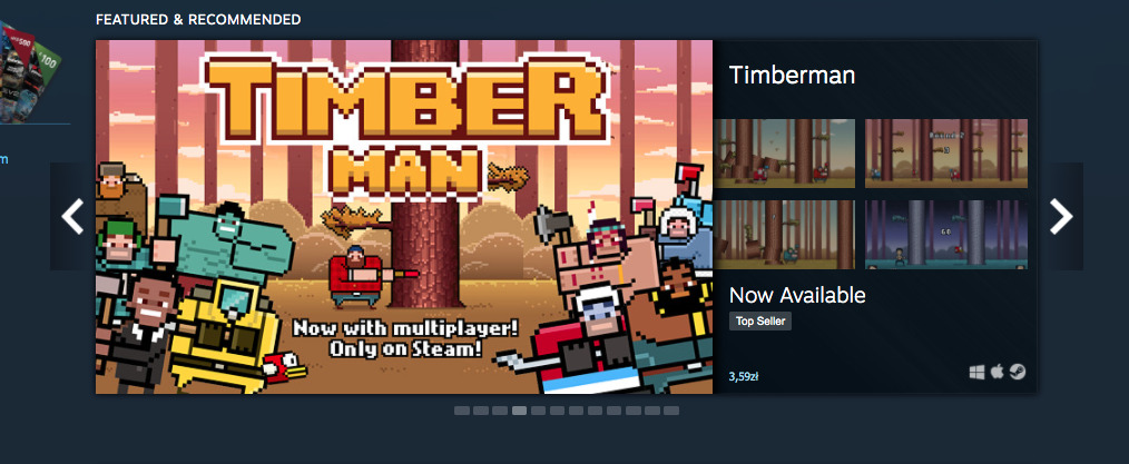 Timberman and Timberman VS listed on the Top Sellers on Polish Steam! 
